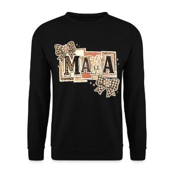 Mama Léopard et Nœuds | Cadeau Fête des Mères - Sweat-shirt Unisexe - noir - Devant - Alina (178cm) & Michal (187cm)