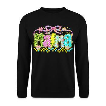 Mama Retro Flashy | Neon Style Mother's Day - Unisex Sweatshirt - black - Front - Alina (178cm) & Michal (187cm)