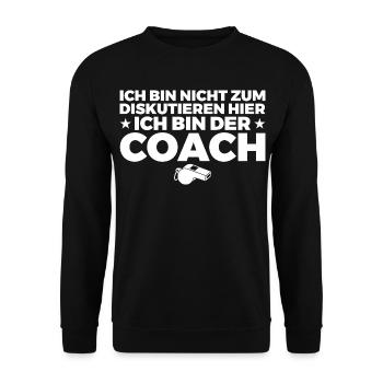 Fußballtrainer Coach nicht zum diskutieren hier - Unisex Pullover - Schwarz - Vorne - Alina (178cm) & Michal (187cm)