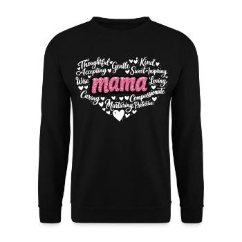 Mama Pink Glitzer Herz Muttertag Geschenk Design - Unisex Pullover - Schwarz - Vorne - Alina (178cm) & Michal (187cm)