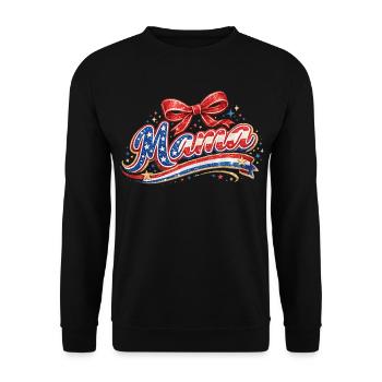 Mom USA Flag Glitter Bow 4th of July - Unisex Sweatshirt - black - Front - Alina (178cm) & Michal (187cm)