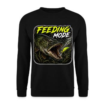 Fütterungsmodus Hechtfischerei-Design - Unisex Pullover - Schwarz - Vorne - Alina (178cm) & Michal (187cm)
