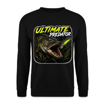 Ultimatives Predator-Hechtfang-Design - Unisex Pullover - Schwarz - Vorne - Alina (178cm) & Michal (187cm)