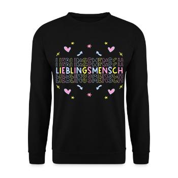 Lieblingsmensch - Herzensmensch - Unisex Pullover - Schwarz - Vorne - Alina (178cm) & Michal (187cm)