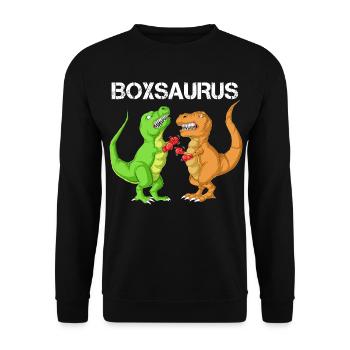 Boxing Saurus Dinosaur Funny T-Rex Gym Fighter - Unisex Sweatshirt - black - Front - Alina (178cm) & Michal (187cm)