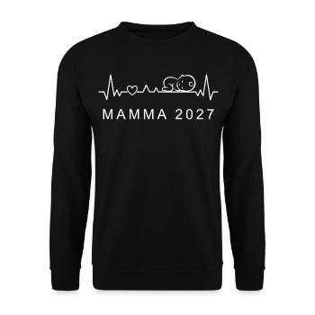 Mama 2027 Herzschlag Schwangerschaft Schwedisch - Unisex Pullover - Schwarz - Vorne - Alina (178cm) & Michal (187cm)
