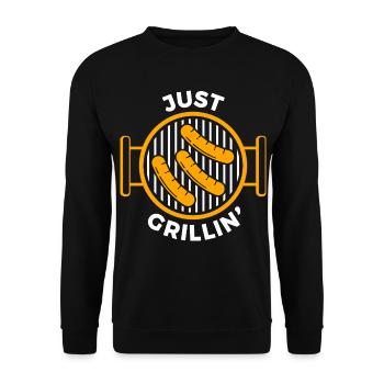 Just Grillin' BBQ Sausages - Unisex Sweatshirt - black - Front - Alina (178cm) & Michal (187cm)