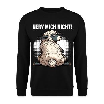 Nerv Mich Nicht Schaf Schafe Schäfer Schafhalter  - Unisex Pullover - Schwarz - Vorne - Alina (178cm) & Michal (187cm)
