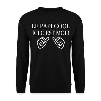 Papi Cool Cadeau Humour Personnalisé - Sweat-shirt Unisexe - noir - Devant - Alina (178cm) & Michal (187cm)
