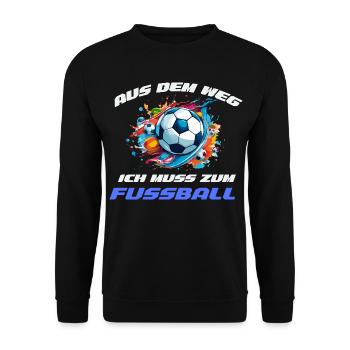 WM Aus dem Weg ich muss zum Fußball - Unisex Pullover - Schwarz - Vorne - Alina (178cm) & Michal (187cm)