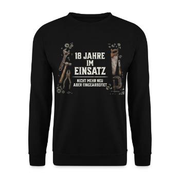 18. Geburtstag Handwerker Geschenk Werkzeug Spruch - Unisex Pullover - Schwarz - Vorne - Alina (178cm) & Michal (187cm)