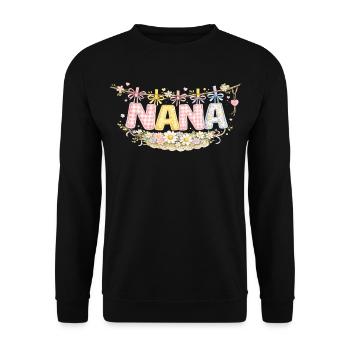 Nana Flowers and Pastel | Original Granny Gift - Unisex Sweatshirt - black - Front - Alina (178cm) & Michal (187cm)