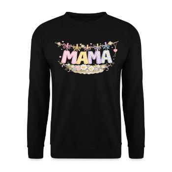 Mama Fleurs et Pastel | Cadeau Fête des Mères - Sweat-shirt Unisexe - noir - Devant - Alina (178cm) & Michal (187cm)