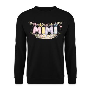 Mimi Flowers and Pastel | Sweetheart Granny Gift - Unisex Sweatshirt - black - Front - Alina (178cm) & Michal (187cm)
