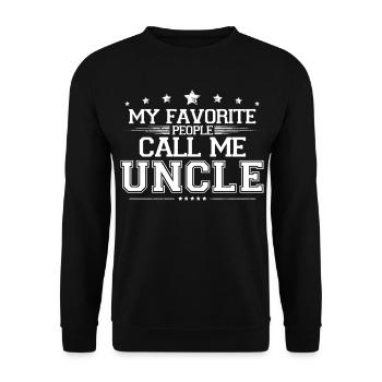 Meine Lieblingsleute nennen mich Onkel Lustiges Bestes Geschenk - Unisex Pullover - Schwarz - Vorne - Alina (178cm) & Michal (187cm)