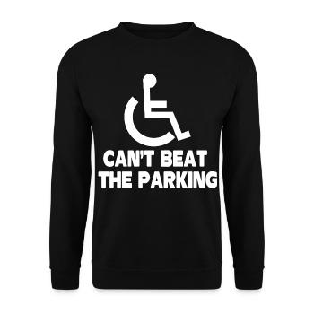 Cant Beat The Parking Funny Wheelchair Amputee  - Unisex Sweatshirt - black - Front - Alina (178cm) & Michal (187cm)