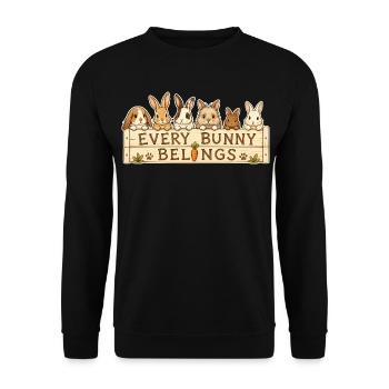 EVERY BUNNY BELONGS - Unisex Pullover - Schwarz - Vorne - Alina (178cm) & Michal (187cm)