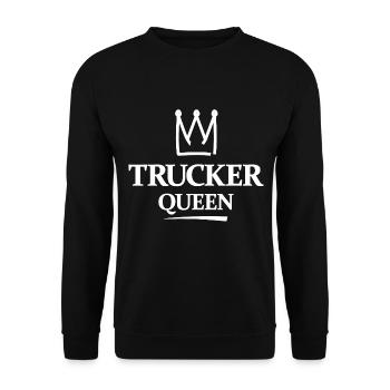 Trucker Queen Crown Typo Design - Unisex Sweatshirt - black - Front - Alina (178cm) & Michal (187cm)