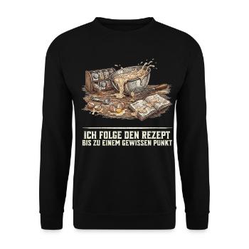 Backen Rezept Lustiger Spruch Hobbybäcker Geschenk - Unisex Pullover - Schwarz - Vorne - Alina (178cm) & Michal (187cm)