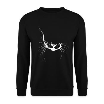 Cat Silhouette Whiskers - Unisex Sweatshirt - black - Front - Alina (178cm) & Michal (187cm)