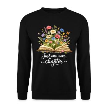 Just One More Chapter - Wildblumen Buch ArtJust On - Unisex Pullover - Schwarz - Vorne - Alina (178cm) & Michal (187cm)