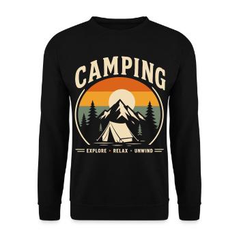 Camping Retro Sunset Tent Landscape - Unisex Sweatshirt - black - Front - Alina (178cm) & Michal (187cm)