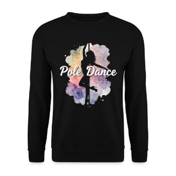 Pole Dance Silhouette: Watercolor Woman in High Heels - Unisex Sweatshirt - black - Front - Alina (178cm) & Michal (187cm)