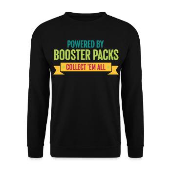 Powered By Booster Packs Collect Em All Card - Unisex Sweatshirt - black - Front - Alina (178cm) & Michal (187cm)