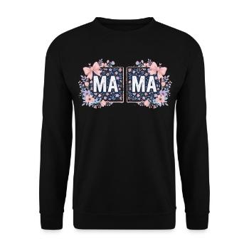 MAMA Floral Squares and Pink Bows | Coquettish Style - Unisex Sweatshirt - black - Front - Alina (178cm) & Michal (187cm)