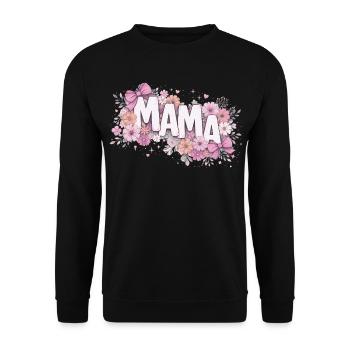 MAMA Pastel Flowers and Pink Bows | Style Chic - Unisex Sweatshirt - black - Front - Alina (178cm) & Michal (187cm)