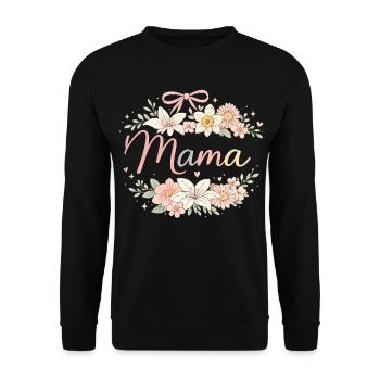 Mama Couronne de Fleurs et Nœud Rose | Rétro - Sweat-shirt Unisexe - noir - Devant - Alina (178cm) & Michal (187cm)