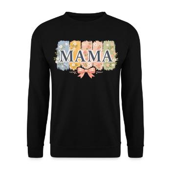 MAMA Retro Pink Bow & Floral Stripes - Unisex Sweatshirt - black - Front - Alina (178cm) & Michal (187cm)
