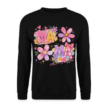 MAMA Grandes Fleurs et Nœud Rose | Style Rétro - Sweat-shirt Unisexe - noir - Devant - Alina (178cm) & Michal (187cm)