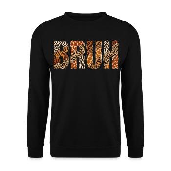 Mec qui dit design de safari à imprimé animal sauvage - Sweat-shirt Unisexe - noir - Devant - Alina (178cm) & Michal (187cm)