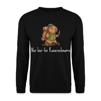 Wandern Capybara - Nur hier für Kaiserschmarrn - Unisex Pullover - Schwarz - Vorne - Alina (178cm) & Michal (187cm)