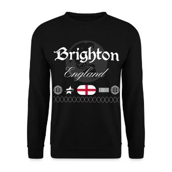 Brighton England Streetwear Reise Souvenir - Unisex Pullover - Schwarz - Vorne - Alina (178cm) & Michal (187cm)