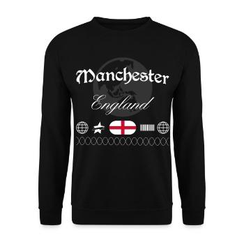Manchester England Streetwear Reise Souvenir - Unisex Pullover - Schwarz - Vorne - Alina (178cm) & Michal (187cm)