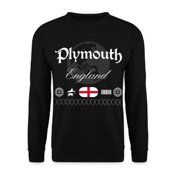 Souvenir de voyage streetwear de Plymouth en Angleterre - Sweat-shirt Unisexe - noir - Devant - Alina (178cm) & Michal (187cm)