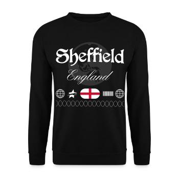 Sheffield England Streetwear Travel Souvenir - Unisex Sweatshirt - black - Front - Alina (178cm) & Michal (187cm)