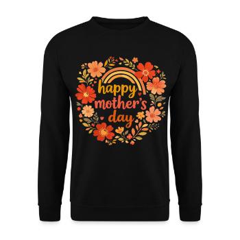 Happy Mother's Day Couronne Fleurs Rétro - Sweat-shirt Unisexe - noir - Devant - Alina (178cm) & Michal (187cm)