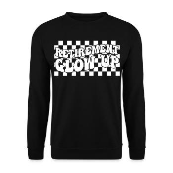 Retirement Glow Up Retro Checkerboard Retirement - Unisex Sweatshirt - black - Front - Alina (178cm) & Michal (187cm)