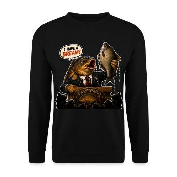 Ich habe ein lustiges Karpfenfischen-Design mit Brassen - Unisex Pullover - Schwarz - Vorne - Alina (178cm) & Michal (187cm)