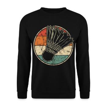 Vintage print with badminton shuttlecock - Unisex Sweatshirt - black - Front - Alina (178cm) & Michal (187cm)