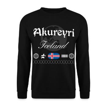 Akureyri Island Streetwear Reise Souvenir - Unisex Pullover - Schwarz - Vorne - Alina (178cm) & Michal (187cm)