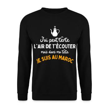 Maroc Addict | T-Shirt Humour Voyage - Sweat-shirt Unisexe - noir - Devant - Alina (178cm) & Michal (187cm)