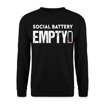 Social Battery Empty Funny Introvert Saying - Unisex Sweatshirt - black - Front - Alina (178cm) & Michal (187cm)