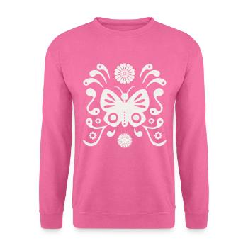 Boho Butterfly L White Cloud Dancer - Unisex Pullover - Pink - Vorne