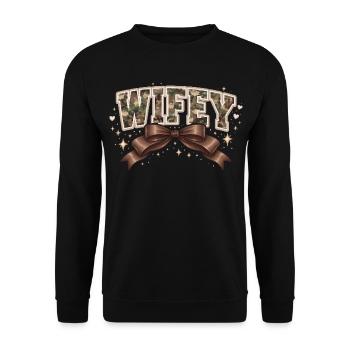 WIFEY Camouflage and Brown Bow | Coquettish style - Unisex Sweatshirt - black - Front - Alina (178cm) & Michal (187cm)