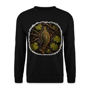 Verstecktes Karpfen-Karpfenfischen-Design - Unisex Pullover - Schwarz - Vorne - Alina (178cm) & Michal (187cm)