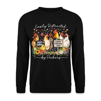 Humor Hens Passion Farm Breeding Gift - Unisex Sweatshirt - black - Front - Alina (178cm) & Michal (187cm)